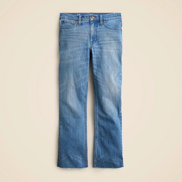 JCREW Size 29 9" Demi-Boot Crop Jeans in Clyde Wash Raw Hem $138 BT584 - Picture 2 of 5